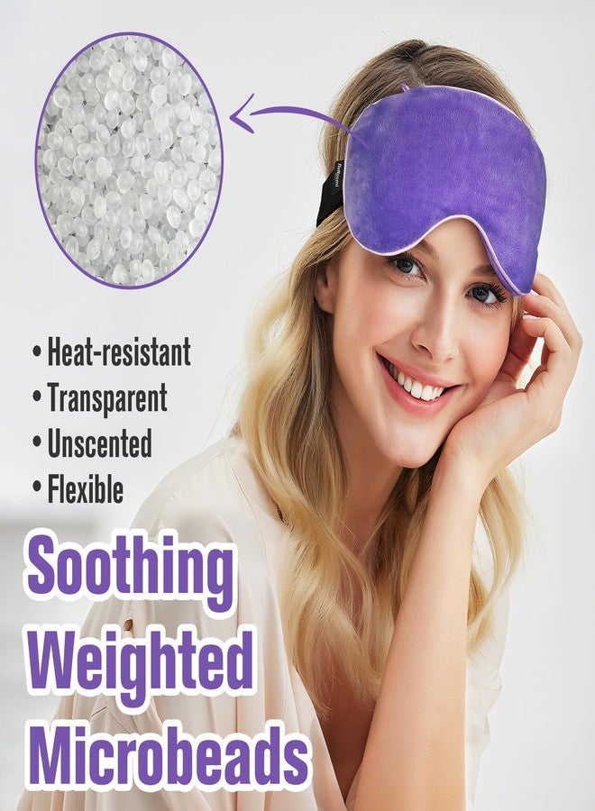 BeHoomi Heated Eye Mask Warm Compress for Eyes, Soothing Weighted Eye Mask for Sleeping, Microwave Moist Heating Pad Hot Compress for Eyes Relaxation, Reusable Sleep Mask for Home, Office (Purple) - Image 3